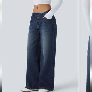 HALARA Flex Asymmetric Wide Leg Jeans